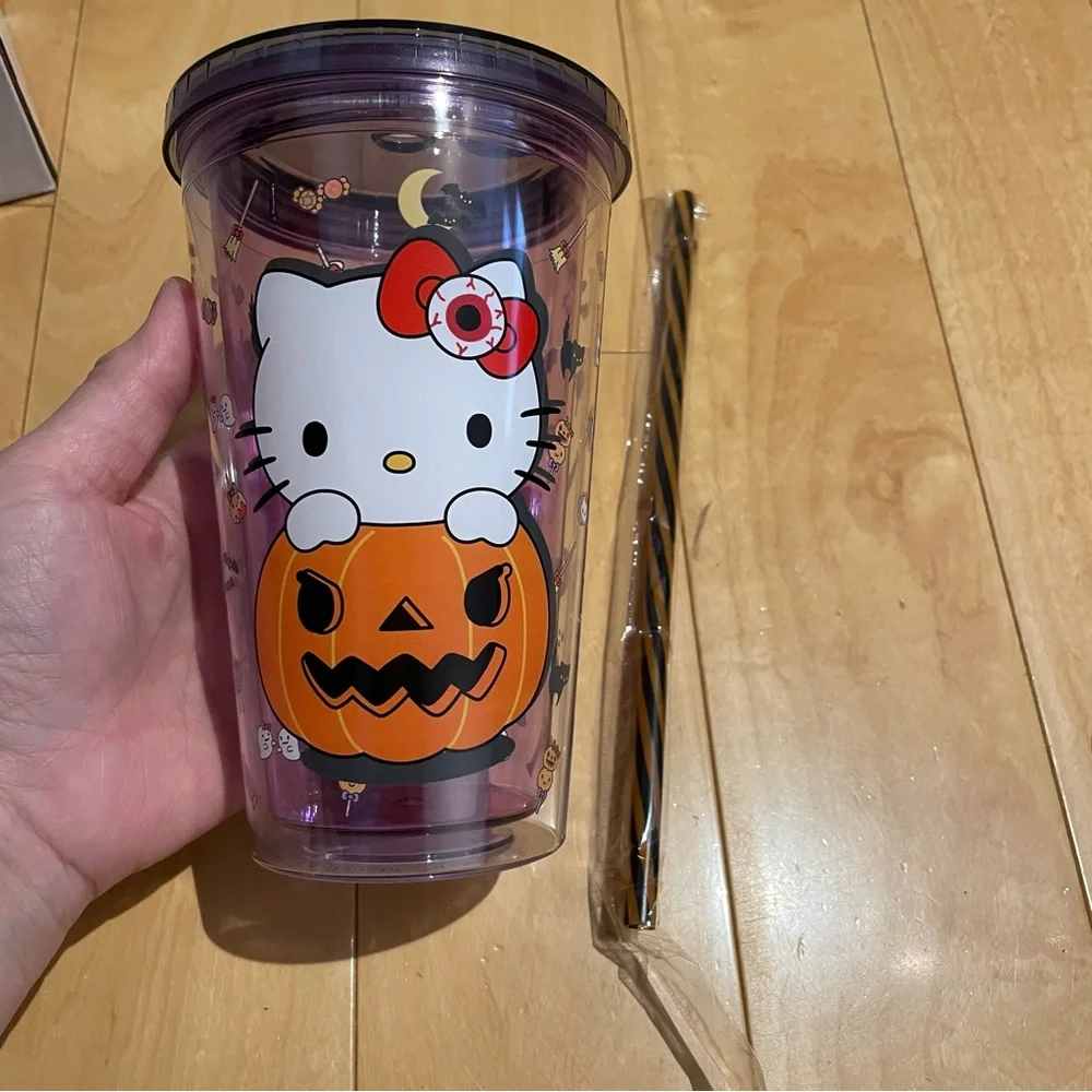 NIB hello kitty pumpkin Halloween acrylic tumbler